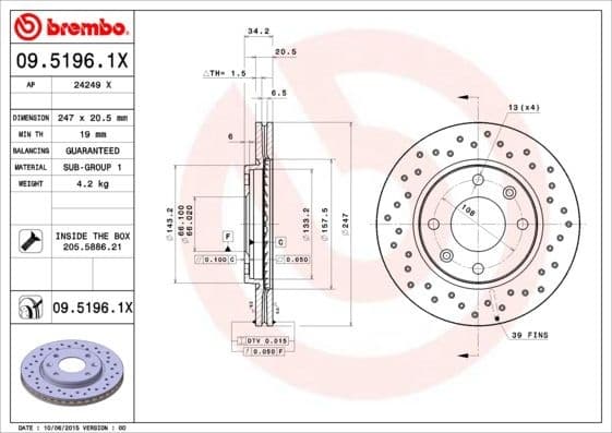 Brake Disc XTRA LINE - Xtra 09.5196.1X