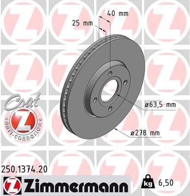 Brake Disc COAT Z 250.1374.20