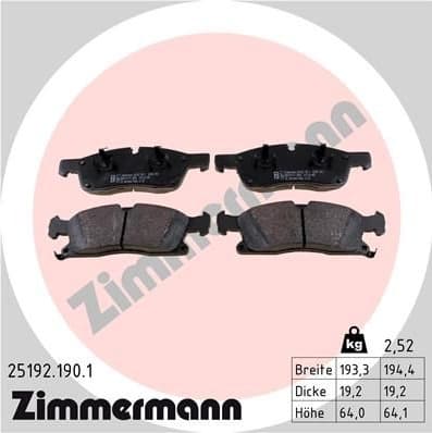 Brake Pad Set, disc brake 25192.190.1