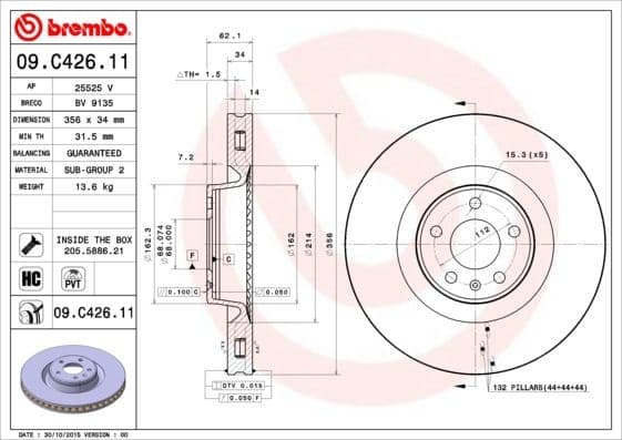 Brake Disc PRIME LINE - UV Coated 09.C426.11
