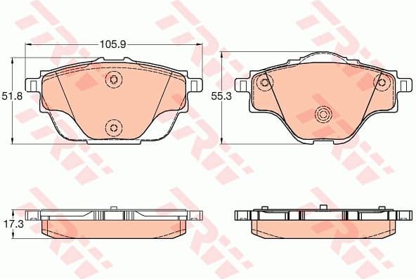 Brake pads rear, Top Quality GDB2034