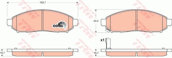 Brake Pad Set, disc brake COTEC GDB3404