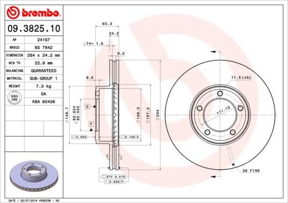 Brake Disc PRIME LINE 09.3825.10