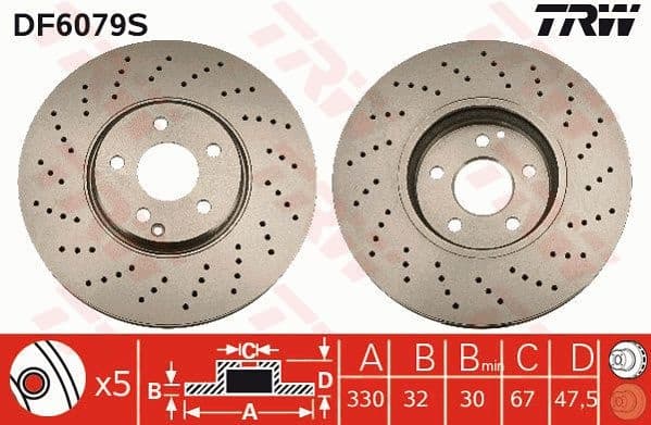 Brake Disc TRW SINGLE DF6079S