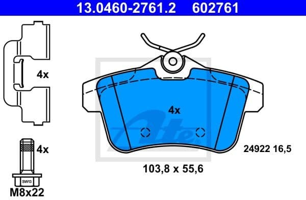Brake Pad Set, disc brake 13.0460-2761.2