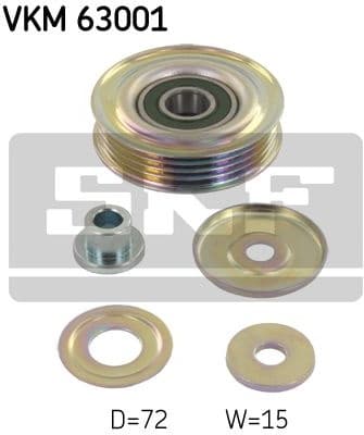 Deflection/Guide Pulley, V-ribbed belt VKM 63001