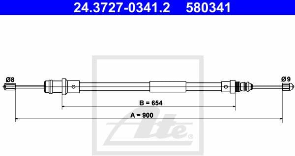 Cable Pull, parking brake 24.3727-0341.2