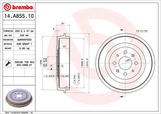 Brake Drum ESSENTIAL LINE 14.A855.10