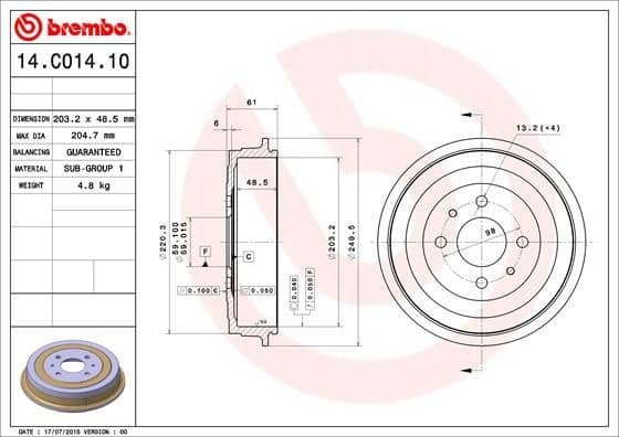 Brake Drum ESSENTIAL LINE 14.C014.10
