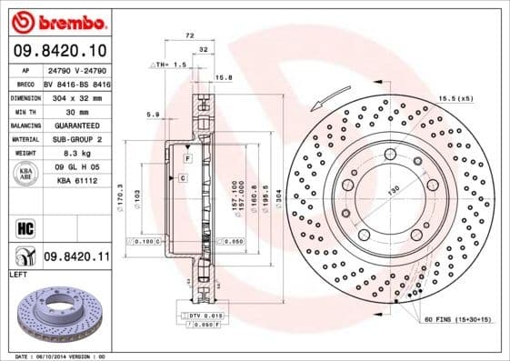 Brake Disc PRIME LINE - UV Coated 09.8420.11