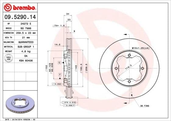 Brake Disc PRIME LINE 09.5290.14