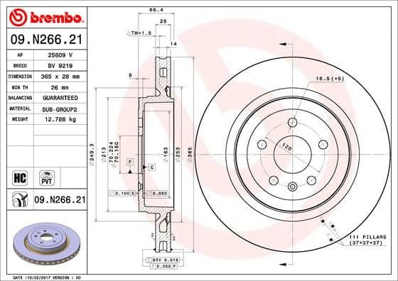 Brake Disc PRIME LINE - UV Coated 09.N266.21