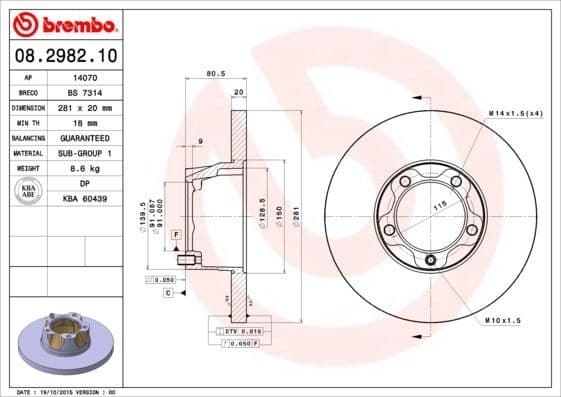 Brake Disc PRIME LINE 08.2982.10