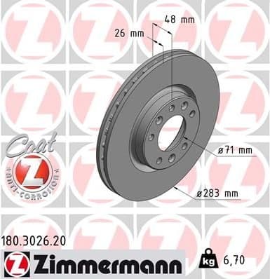 Brake Disc COAT Z 180.3026.20