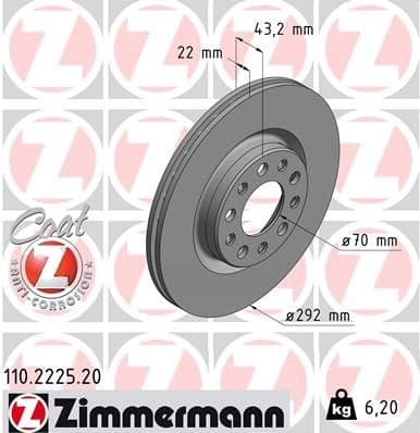 Brake Disc COAT Z 110.2225.20