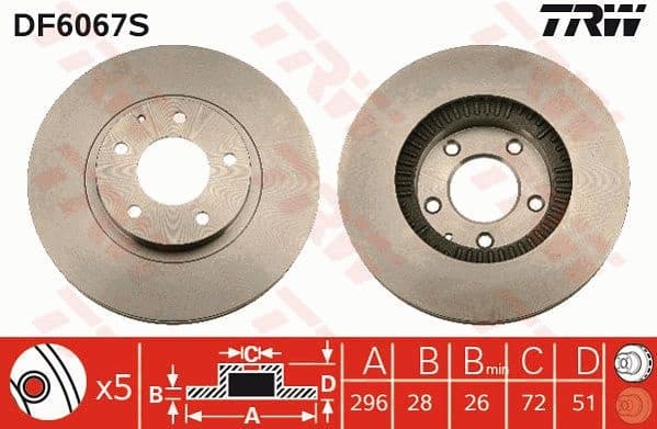 Brake Disc TRW SINGLE DF6067S