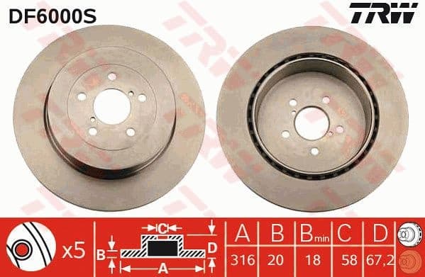 Brake Disc TRW SINGLE DF6000S