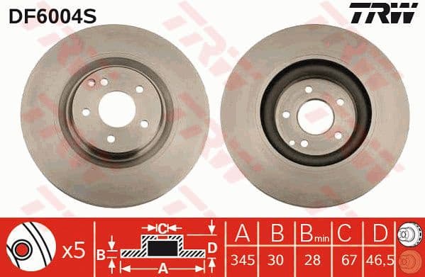 Brake Disc TRW SINGLE DF6004S