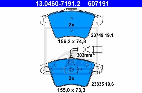 Brake Pad Set, disc brake 13.0460-7191.2