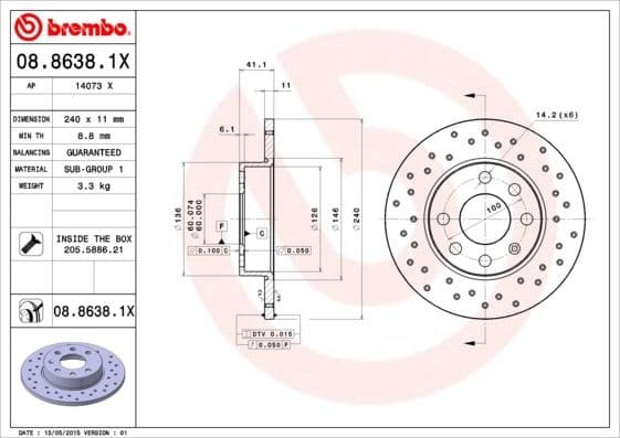 Brake Disc XTRA LINE - Xtra 08.8638.1X