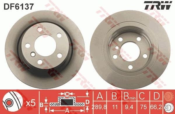 Brake discs kit rear, (2pcs), Top Quality DF6137 - image 4