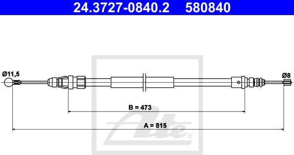 Cable Pull, parking brake 24.3727-0840.2