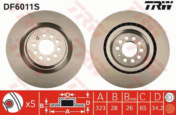Brake Disc TRW SINGLE DF6011S