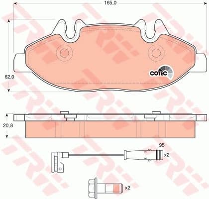 Brake Pad Set, disc brake COTEC GDB1600