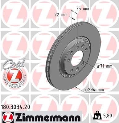Brake Disc COAT Z 180.3034.20