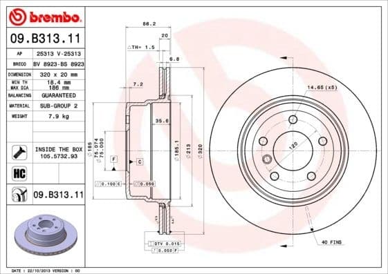 Brake Disc PRIME LINE - UV Coated 09.B313.11