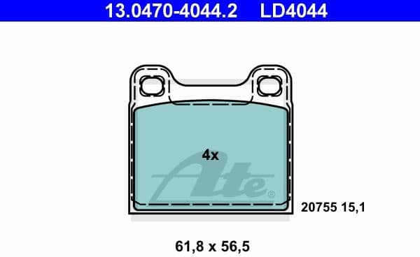Brake Pad Set, disc brake ATE Ceramic 13.0470-4044.2