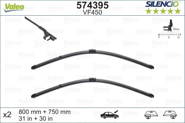 Wiper Blade SILENCIO FLAT BLADE SET 574395