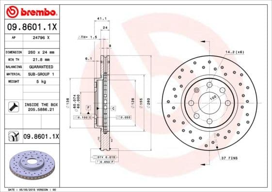 Brake Disc XTRA LINE - Xtra 09.8601.1X