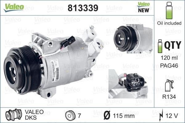 Compressor, air conditioning VALEO ORIGINS NEW OE TECHNOLOGY 813339