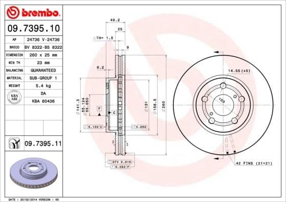 Brake Disc PRIME LINE - UV Coated 09.7395.11