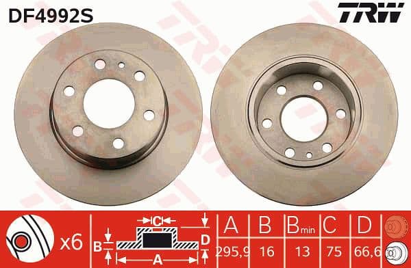 Brake Disc TRW SINGLE DF4992S