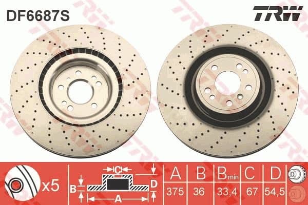 Brake disc, 1pcs FRONT, Top Quality DF6687S - image 4