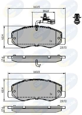 Brake pads front=rear CBP12108