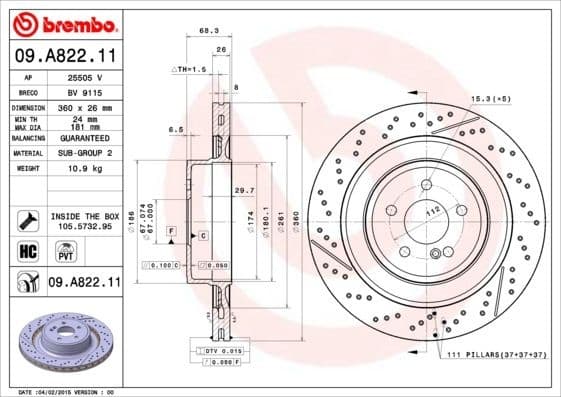 Brake Disc PRIME LINE - UV Coated 09.A822.11