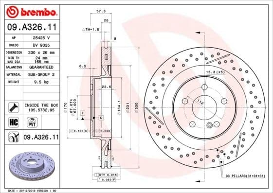 Brake Disc PRIME LINE - UV Coated 09.A326.11