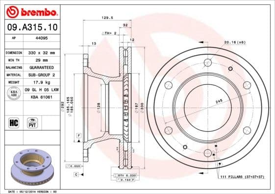 Brake Disc PRIME LINE 09.A315.10