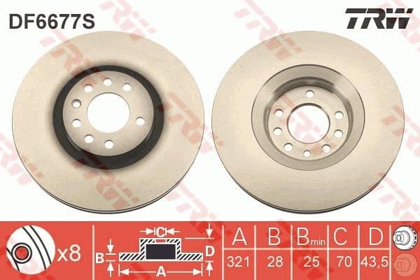 Brake Disc TRW SINGLE DF6677S