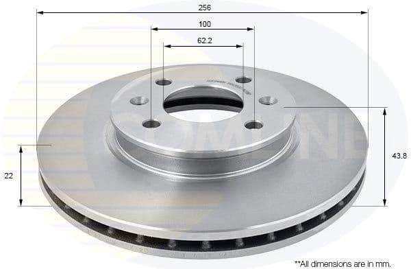 Brake disc, 1pcs FRONT ADC2408V