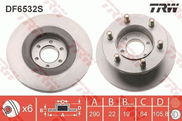 Brake Disc TRW SINGLE DF6532S