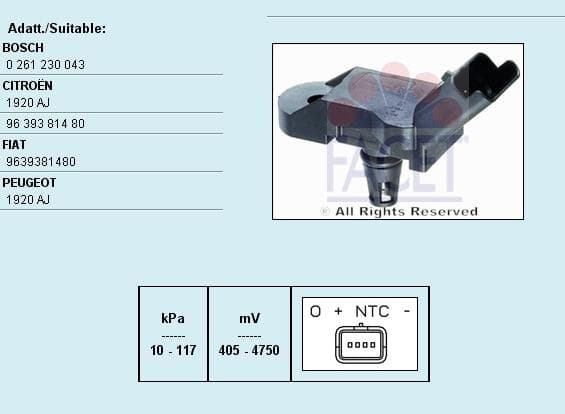 Air Pressure Sensor, altitude adaption Made in Italy - OE Equivalent 10.3080
