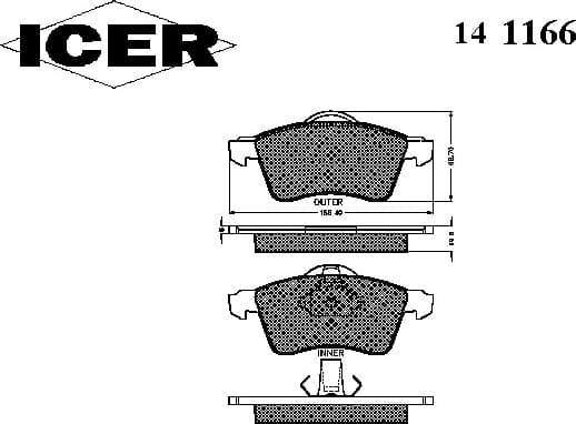 Brake pads front 141166
