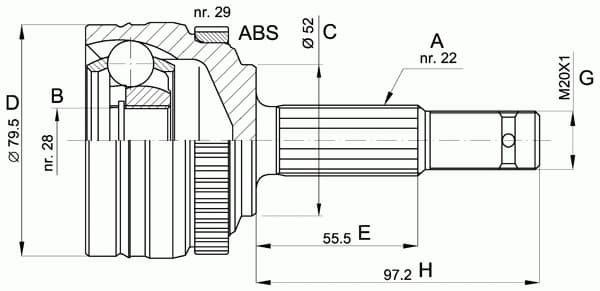 CV joint outer 15-1116