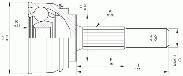 CV joint outer 15-1163