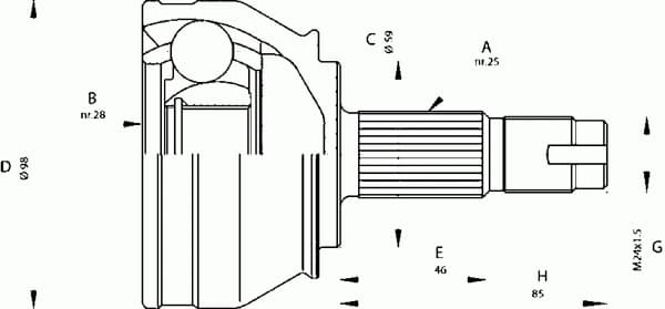 CV joint outer 15-1244