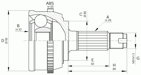 CV joint outer 15-1284